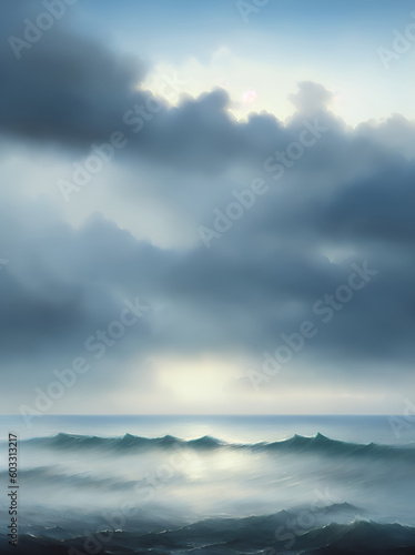 Storm sea lanscape. AI generated illustration