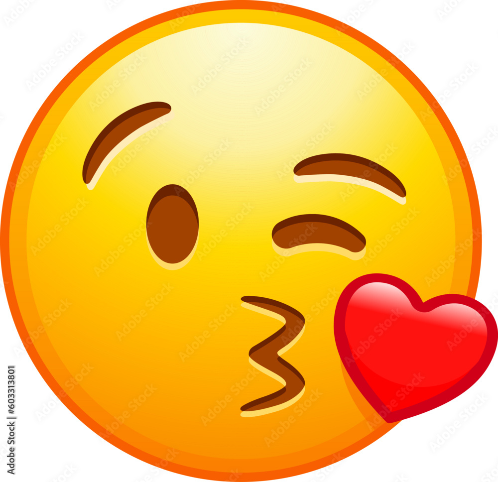Top quality emoticon. Kiss emoji. Love emoticon with lips blowing a