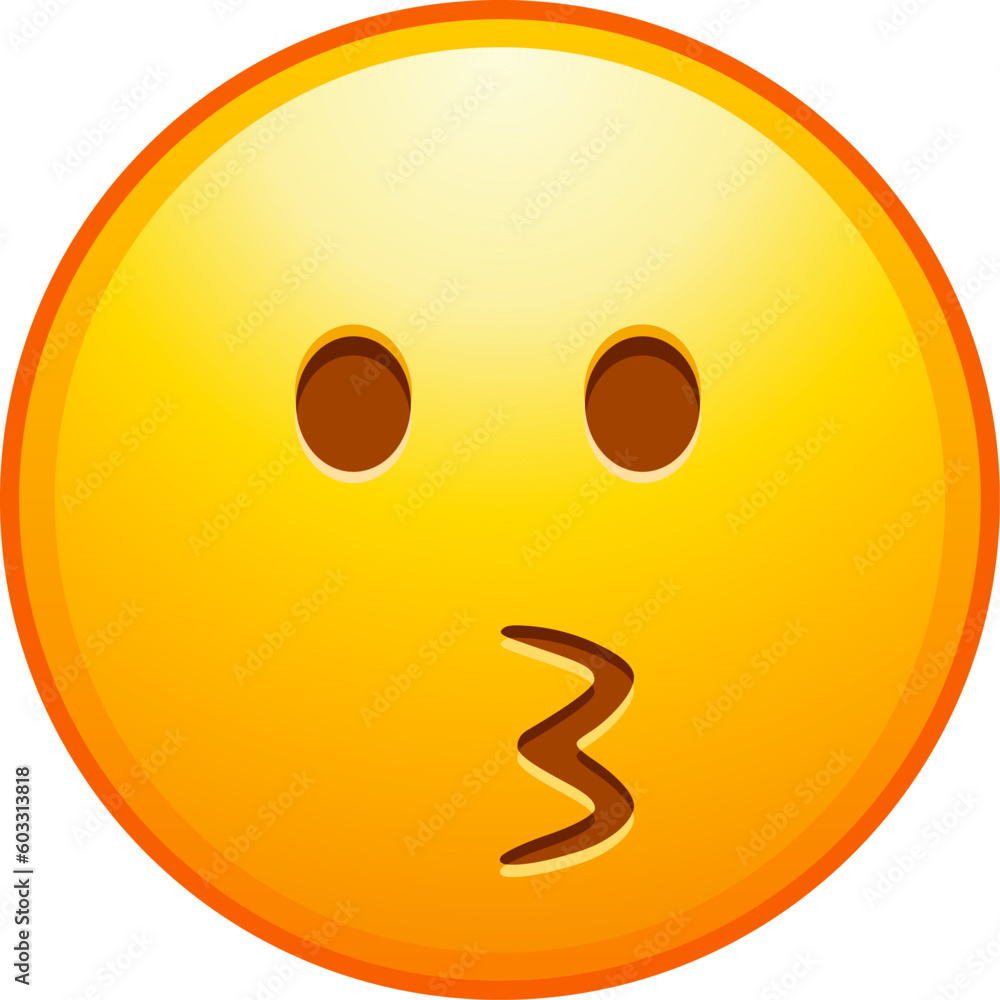 Top quality emoticon. Kissing emoji with closed eyes. Kiss emoticon