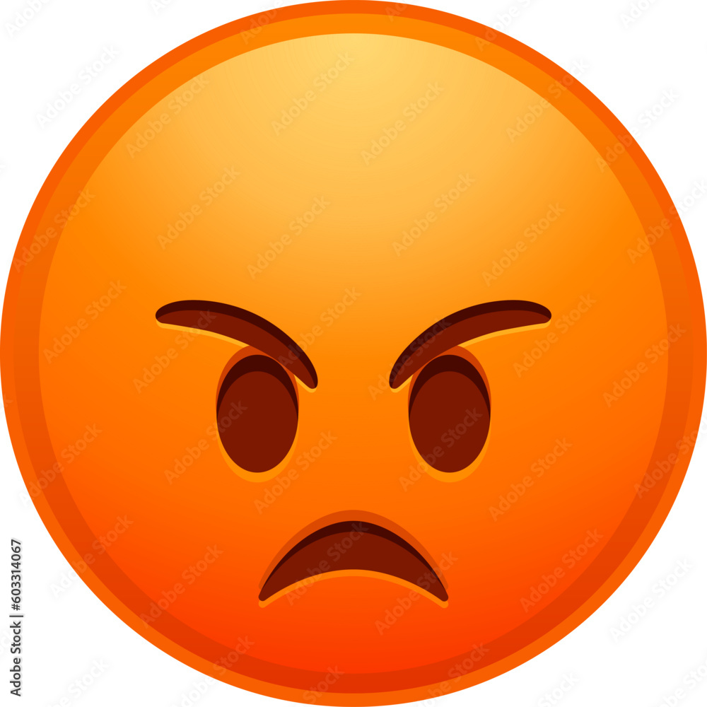 Top quality emoticon. Angry red face. Emoji. Cute emoticon isolated