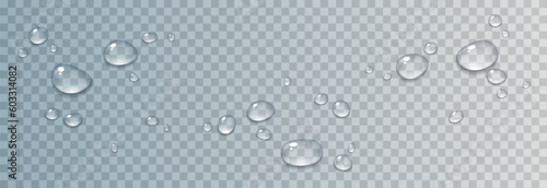 Vector drops of water. Drops png. Drops on the surface, on the glass png. Drops after rain. Condensation on the surface, on the glass.