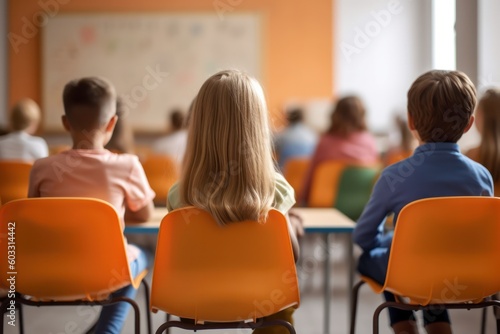 primary school classroom pupils and kids gather together under the guidance of their teacher