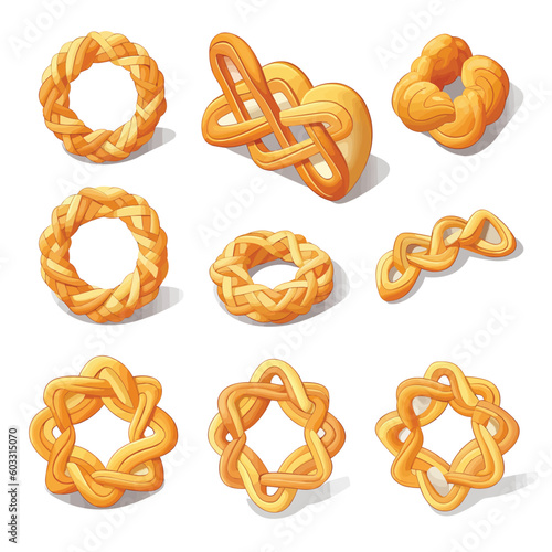 Pretzels collection isometric isolated on white