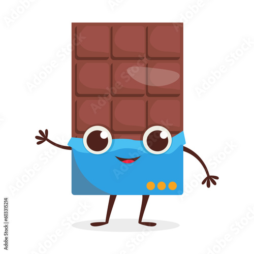 Cute dessert character Chocolate. Vector graphic.