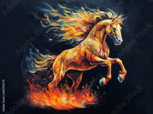 horse in the night  horse art painting  art picture  horse  AI painting