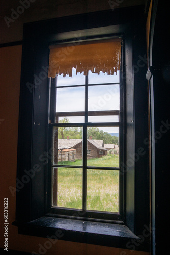 View out the Window at Inside a Store Front at Bannack State Park Ghost Town