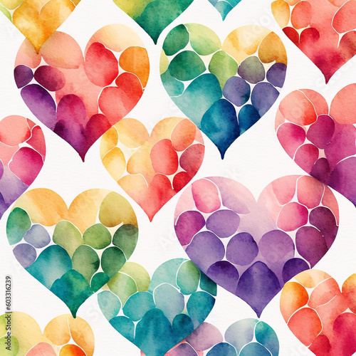 Watercolor rainbow cute hea...