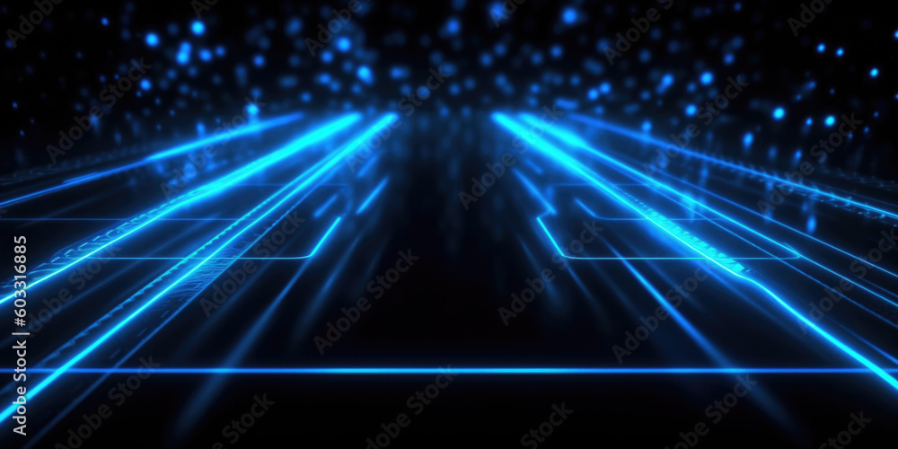 abstract geometric background with neon lights. Glowing neon lights on dark background. dark blue background thumbnail, neon theme. Generative AI abstract geometric background with neon lights. Glowing neon lights on dark background. dark blue background thumbnail, neon theme. Generative AI