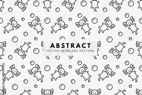 Axolotl cute salamander cartoon animal seamless repeating pattern