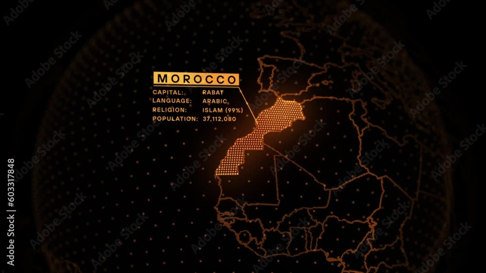 3D Map Of Morocco With Information.mov