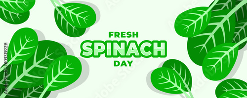 Fresh Spinach Day on 16 July Banner Background. Horizontal Banner Template Design. Vector Illustration