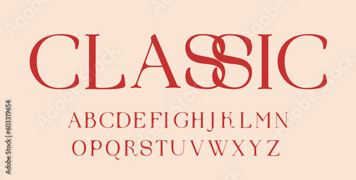 Vector classic typeface.Regular uppercase.Ideal for headers, postcards, elegant design