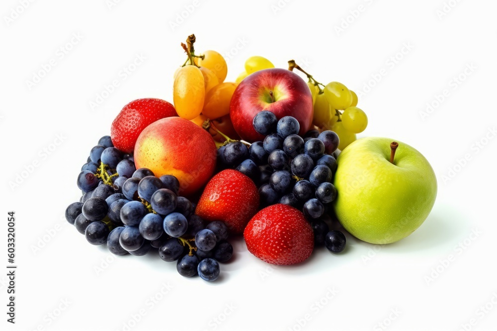 Assortment of fruits on a white background. Assortment of fruits on a white background.
