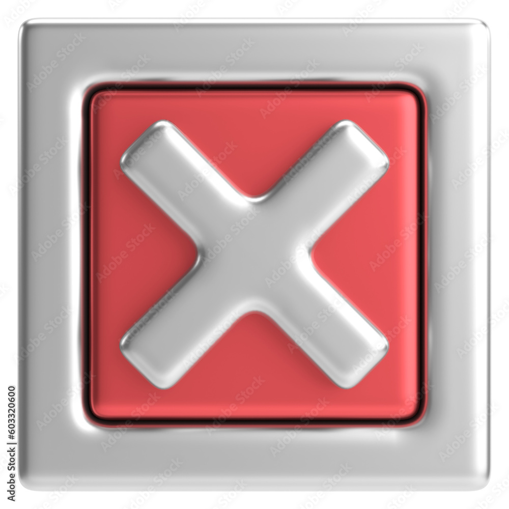3D close button. Cross sign. 3D illustration. 3D close button. Cross sign. 3D illustration.