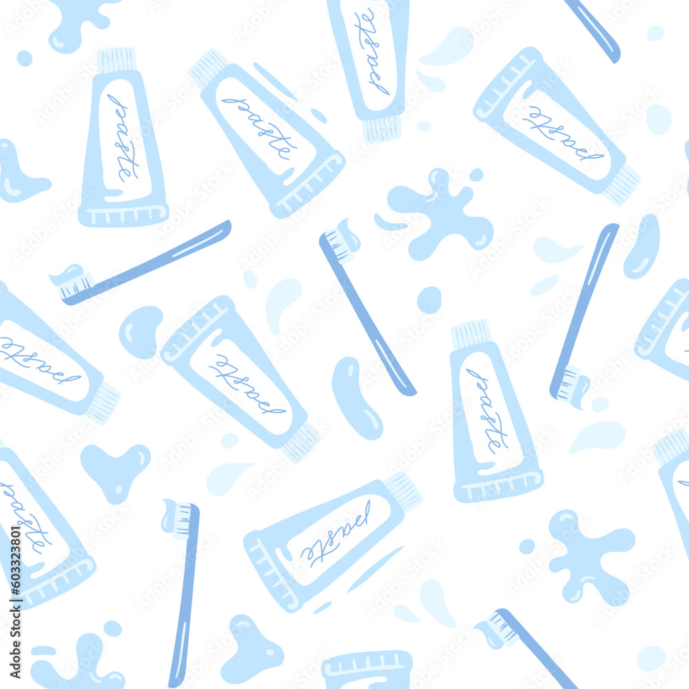 Dentistry seamless pattern in blue colors.