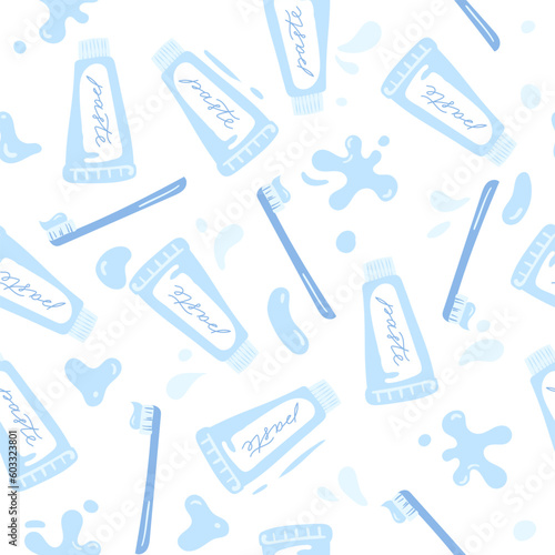 Dentistry seamless pattern in blue colors.