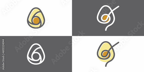 Avocado logo designs with lineart style, simple, vector EPS10.