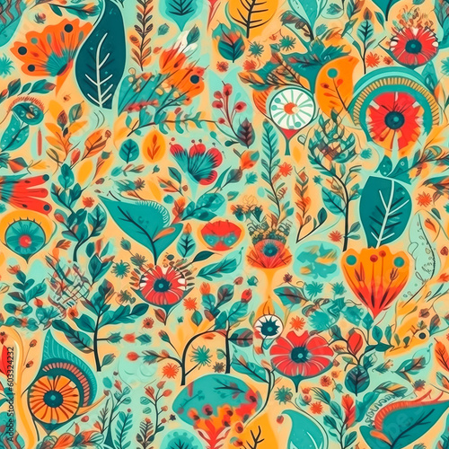 Folk Floral Botanicals Seamless Pattern
AI-Generated