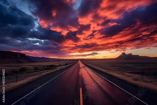 sunset on the road ai generated art