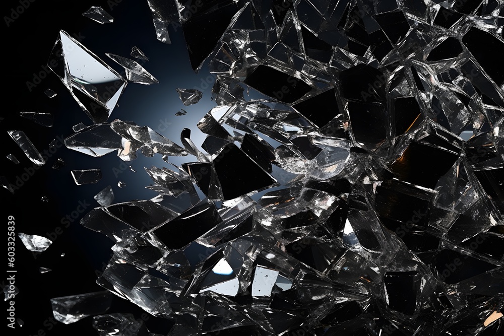close up texture of a broken glass on black, ai tools generated image close up texture of a broken glass on black, ai tools generated image