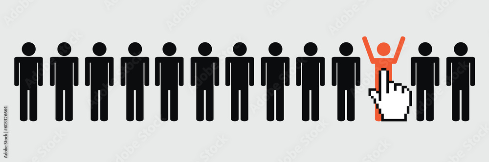 one man is selected with the mouse cursor pictogram one man is selected with the mouse cursor pictogram