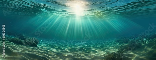 Sunlit Depths. Abstract Underwater Scene with Nature Background. Generative AI illustrations.