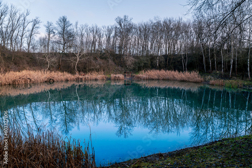 Crater lake of Nagyhegyes village. This is a non natural lake was created by a natural gas extraction accident. photo