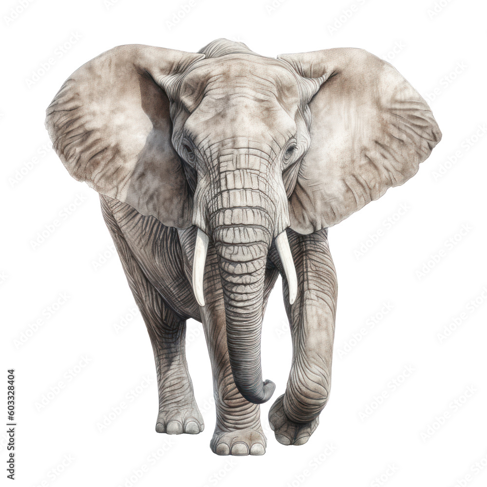 Słoń, Ilustracja bez tła, png, wygenerowane przez AI