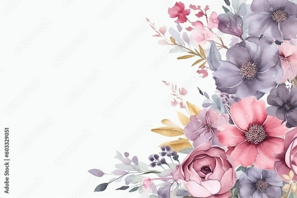 A romantic frame of flowers for designing weeding invitations card and valentines Generative AI 