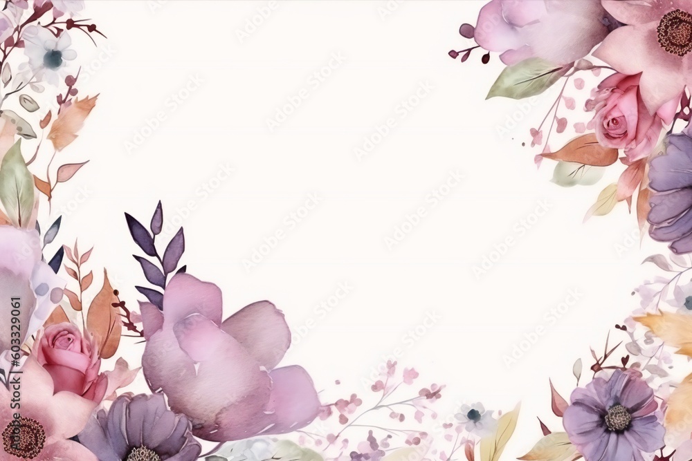 Fototapeta premium A romantic frame of flowers for designing weeding invitations card and valentines Generative AI 