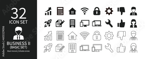 Frequently used icon sets related to business