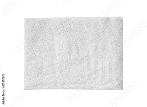 Top view of folded white tissue paper or napkin isolated on white background with clipping path