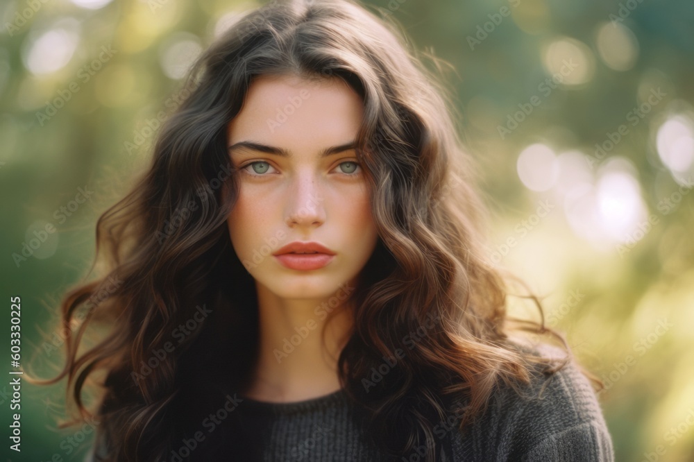 Portrait of a beautiful girl age 20 year looking at the camera, With generative AI technology Portrait of a beautiful girl age 20 year looking at the camera, With generative AI technology