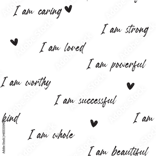 daily affirmations seamless aop black and white
