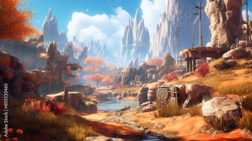 Breathtaking mountain landscape game art