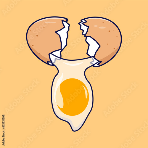 Broken egg icon illustration. Isolated broken egg icon in flat design style