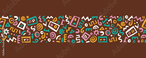 Hand drawn abstract seamless pattern, ethnic background, african style - great for textiles, banners, wallpapers, wrapping - vector design