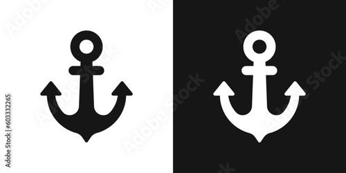 Ship anchor icon. Ship brake silhouette, boat anchor sign