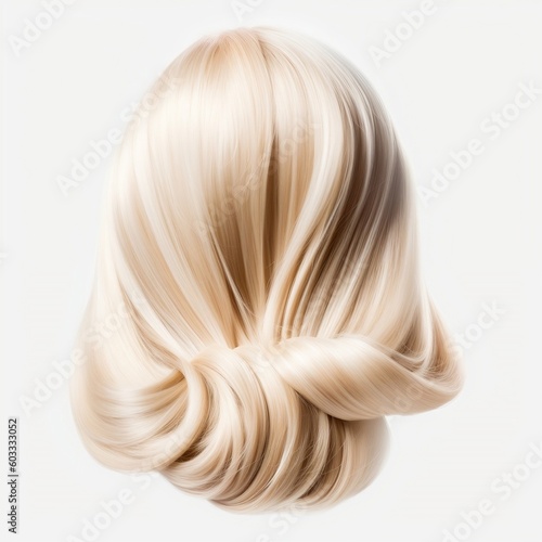 Women s Hair Artificial Back View on White Background. Generative AI