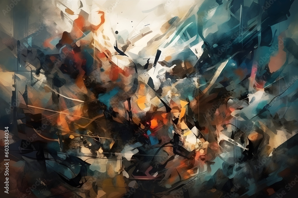 Abstract modern art battle collage, illustration. Generative AI