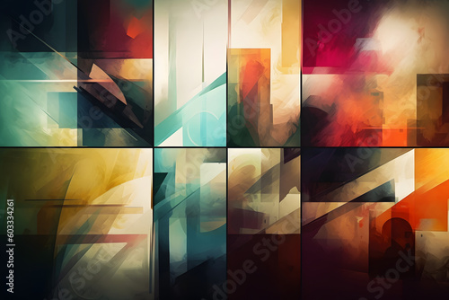 Abstract modern art battle collage, illustration. Generative AI photo