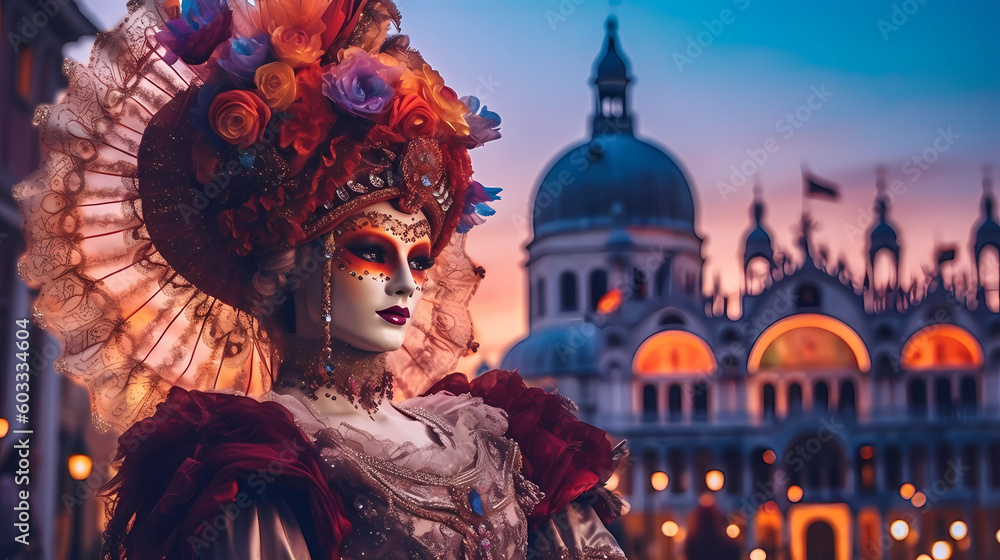 Fototapeta premium Illustration of the beautiful city of Venice. City of gondoliers, bridges, carnivals and love. Italy