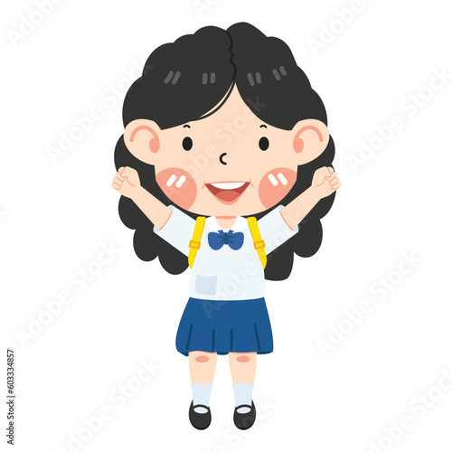 Cute girl student with school bag
