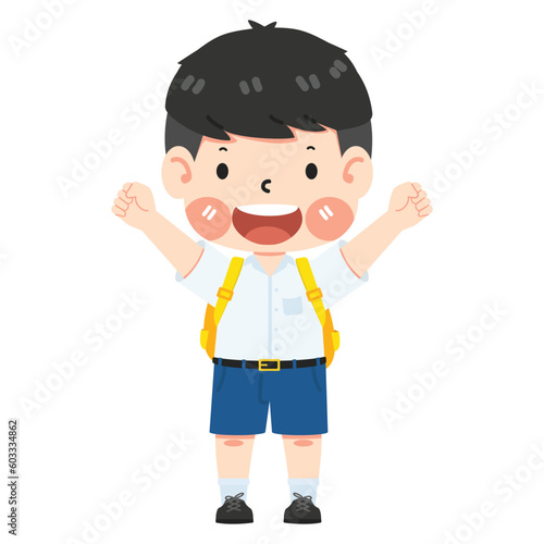 Cute boy student with school bag