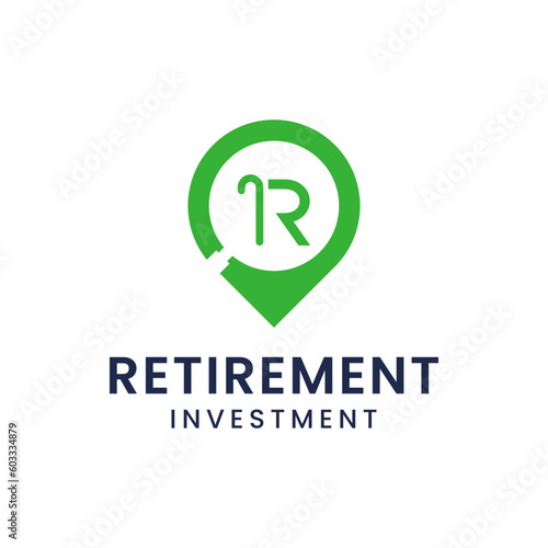 Unique logo combination of parental stick and R. Very suitable for use as an investment logo by retirees.