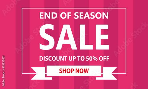 End of Season Sale Banner with Pink Stripes