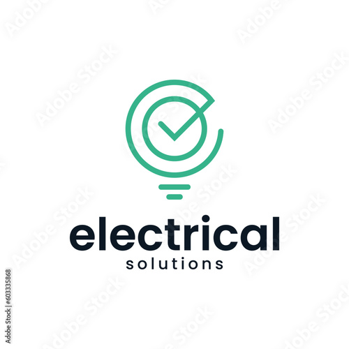 Modern logo combination lamp and check. It is suitable for use for electrical logos. Free Download Modern logo combination lamp and check. It is suitable for use for electrical logos. - GFXLoad