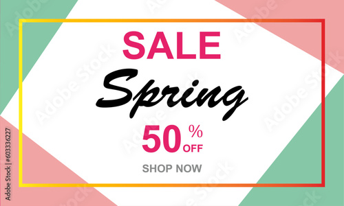 Spring Sale Banner with Geometric Design
