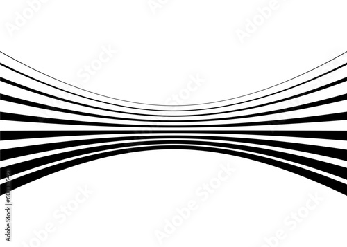 Pattern of black curved lines on a white background. Modern striped background.
