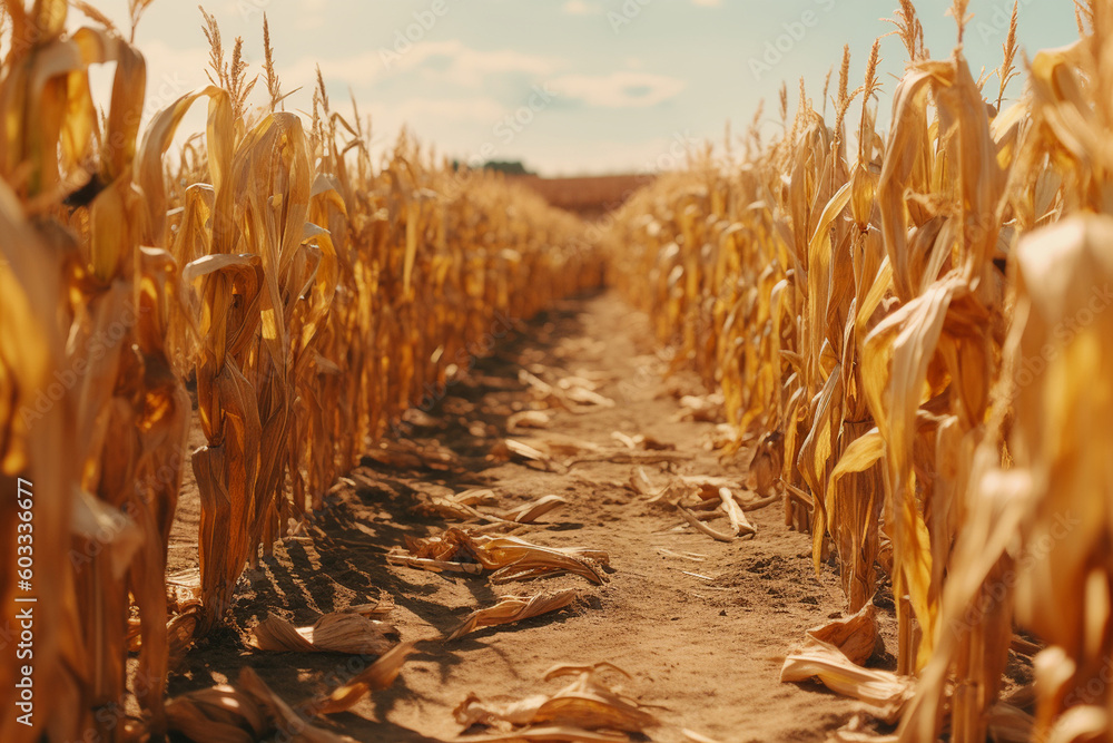 drought in the corn field, created by a neural network, Generative AI ...
